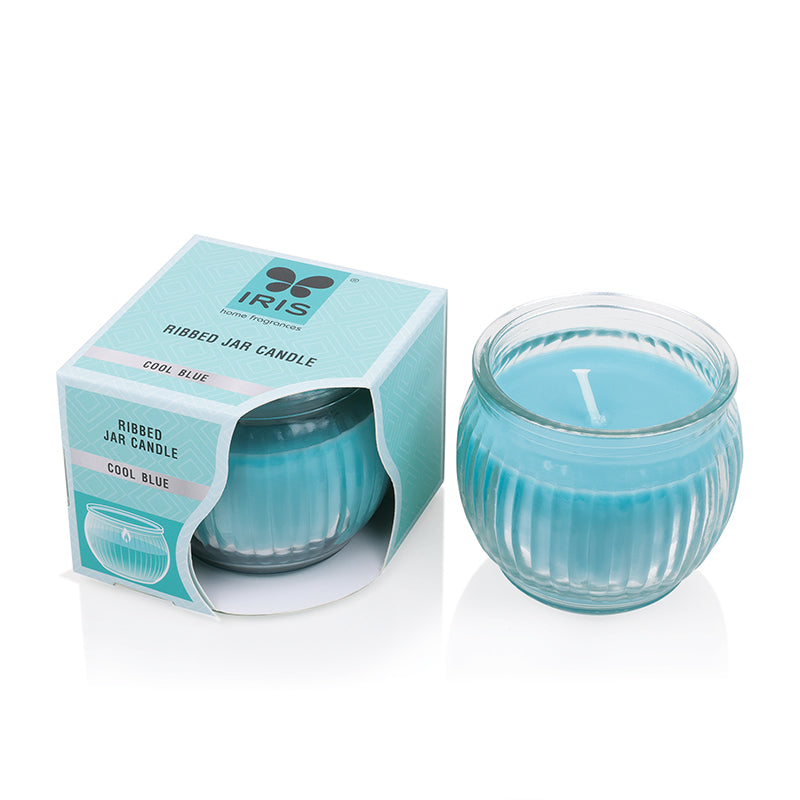 Ribbed Jar candle - Cool Blue