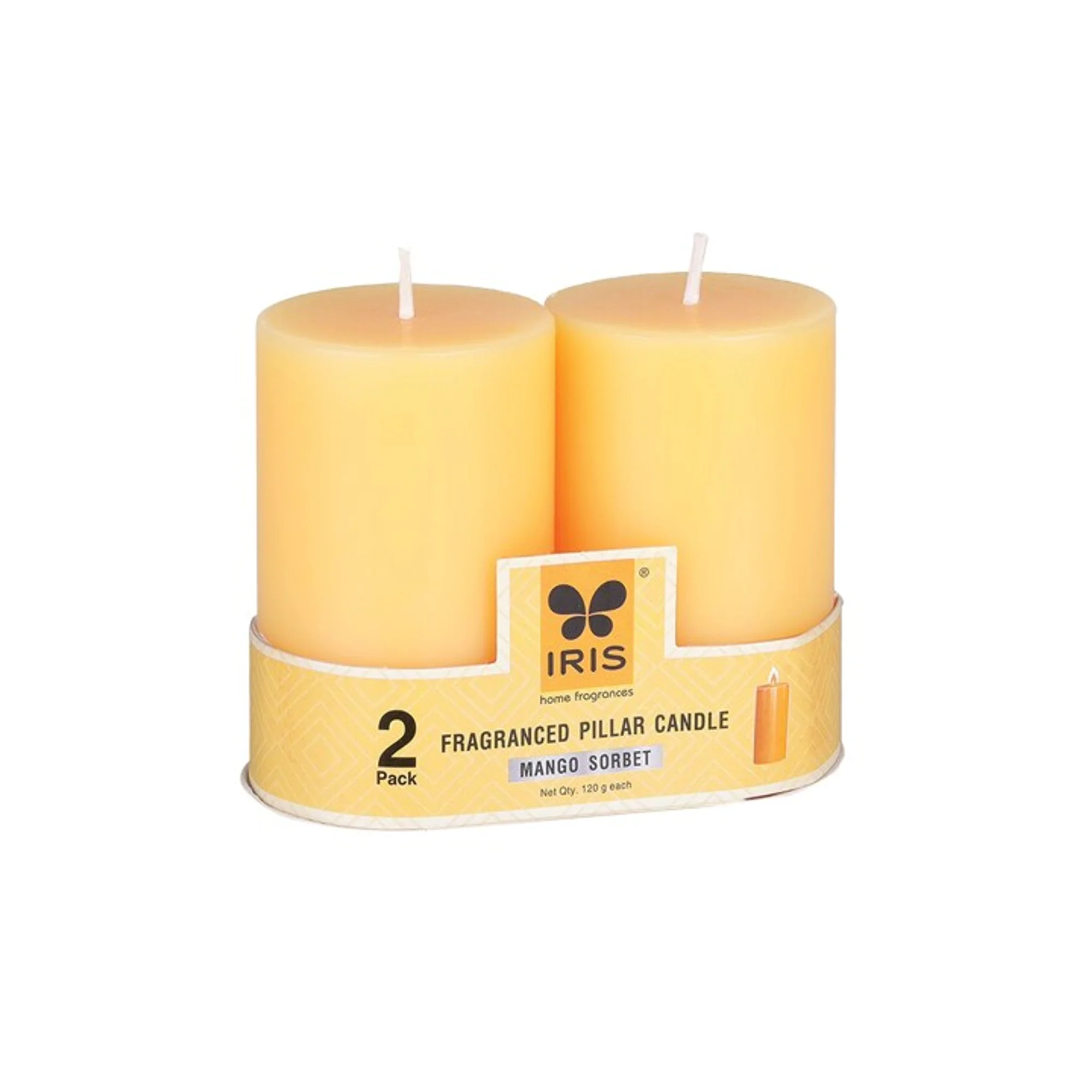 IRIS Mango Sorbet Fragranced Pillar Candles - Set of 2