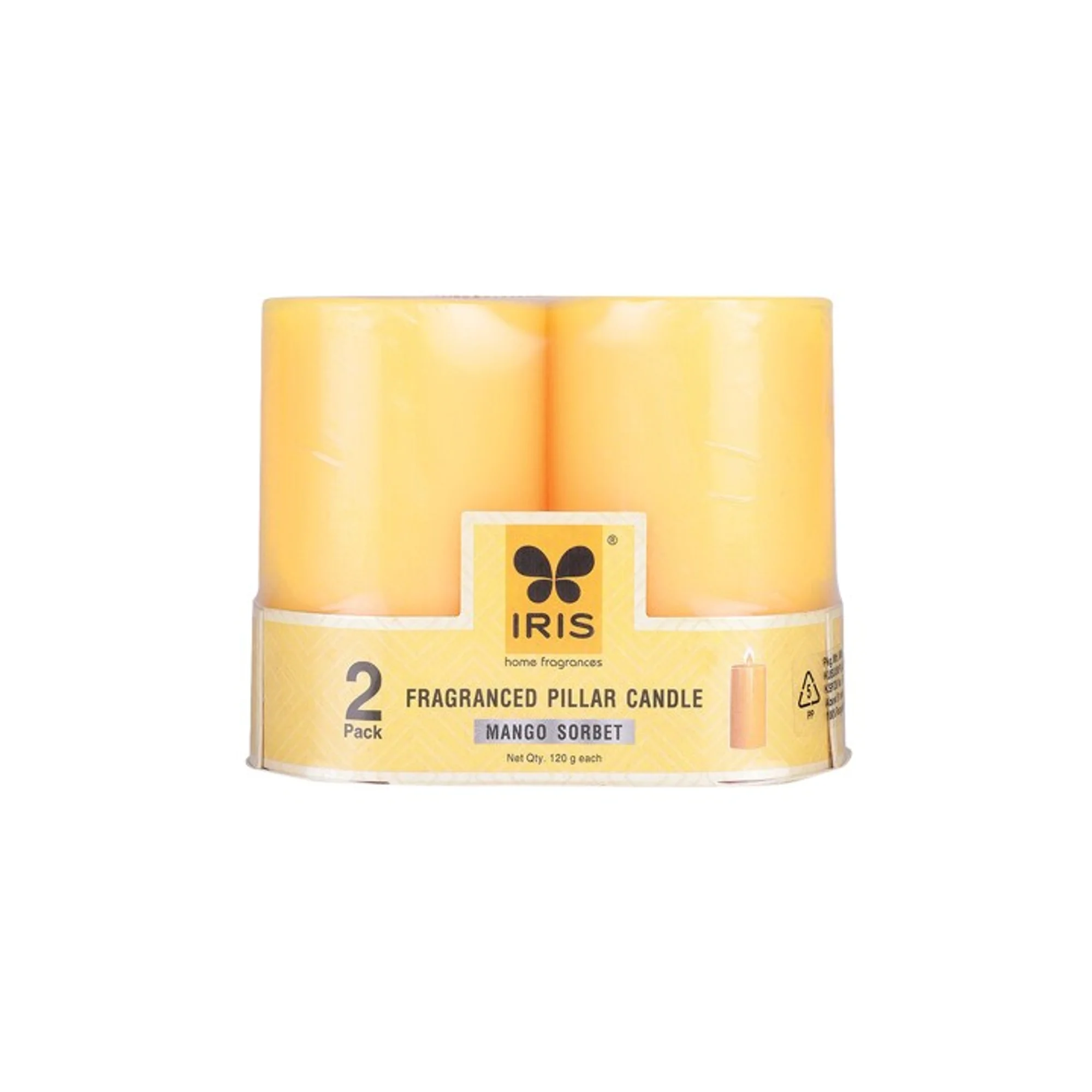 IRIS Mango Sorbet Fragranced Pillar Candles - Set of 2