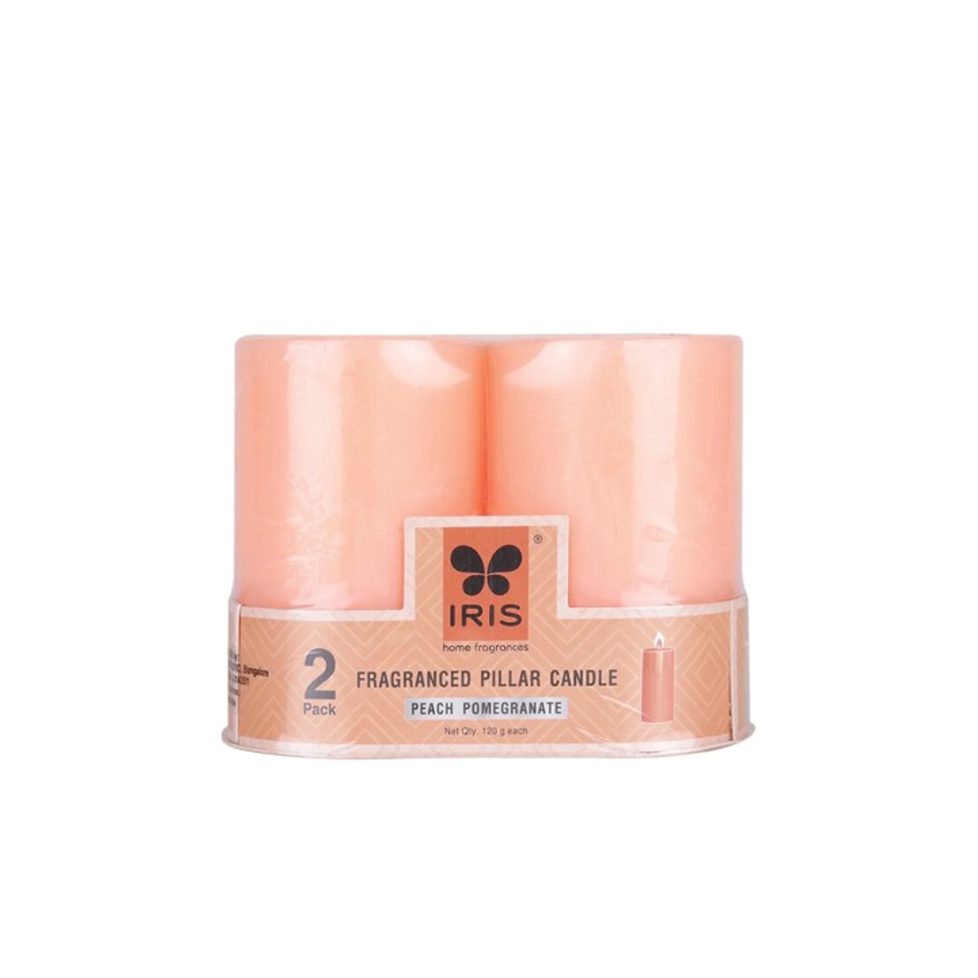 IRIS Peach Pomegranate Fragranced Pillar Candles - Set of 2