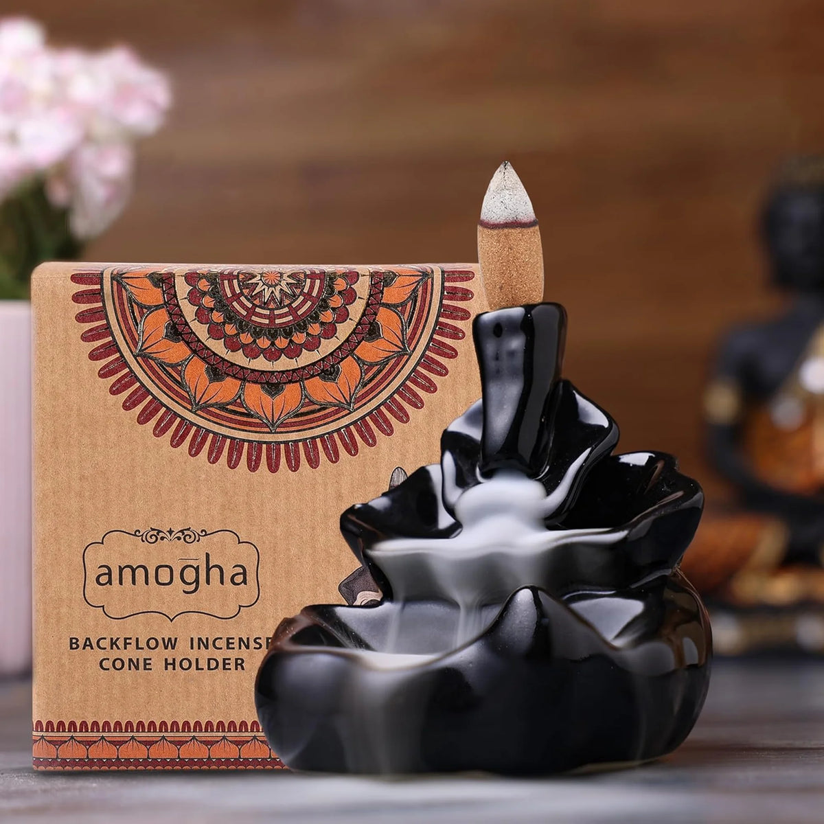 Amogha Backflow Incense Flow Holder – Waterfall, cascading smoke design