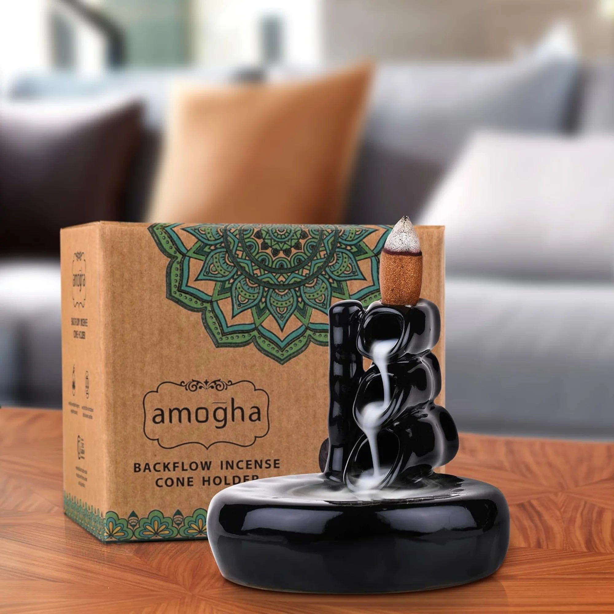 AMOGHA BACKFLOW INCENSE CONE HOLDER - BAMBOO