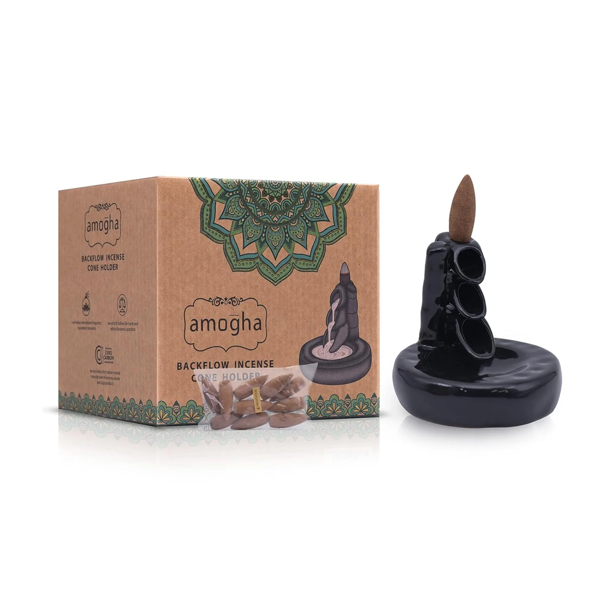 AMOGHA BACKFLOW INCENSE CONE HOLDER - BAMBOO