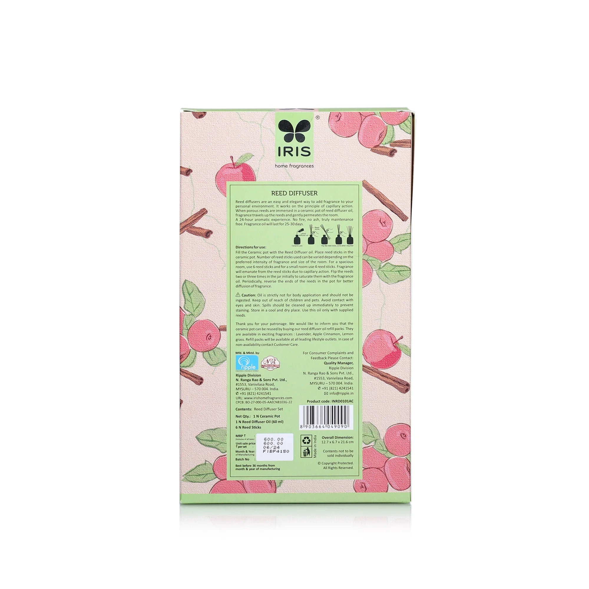 IRIS Apple Cinnamon Reed Diffuser Set 101 – IRIS Home Fragrances