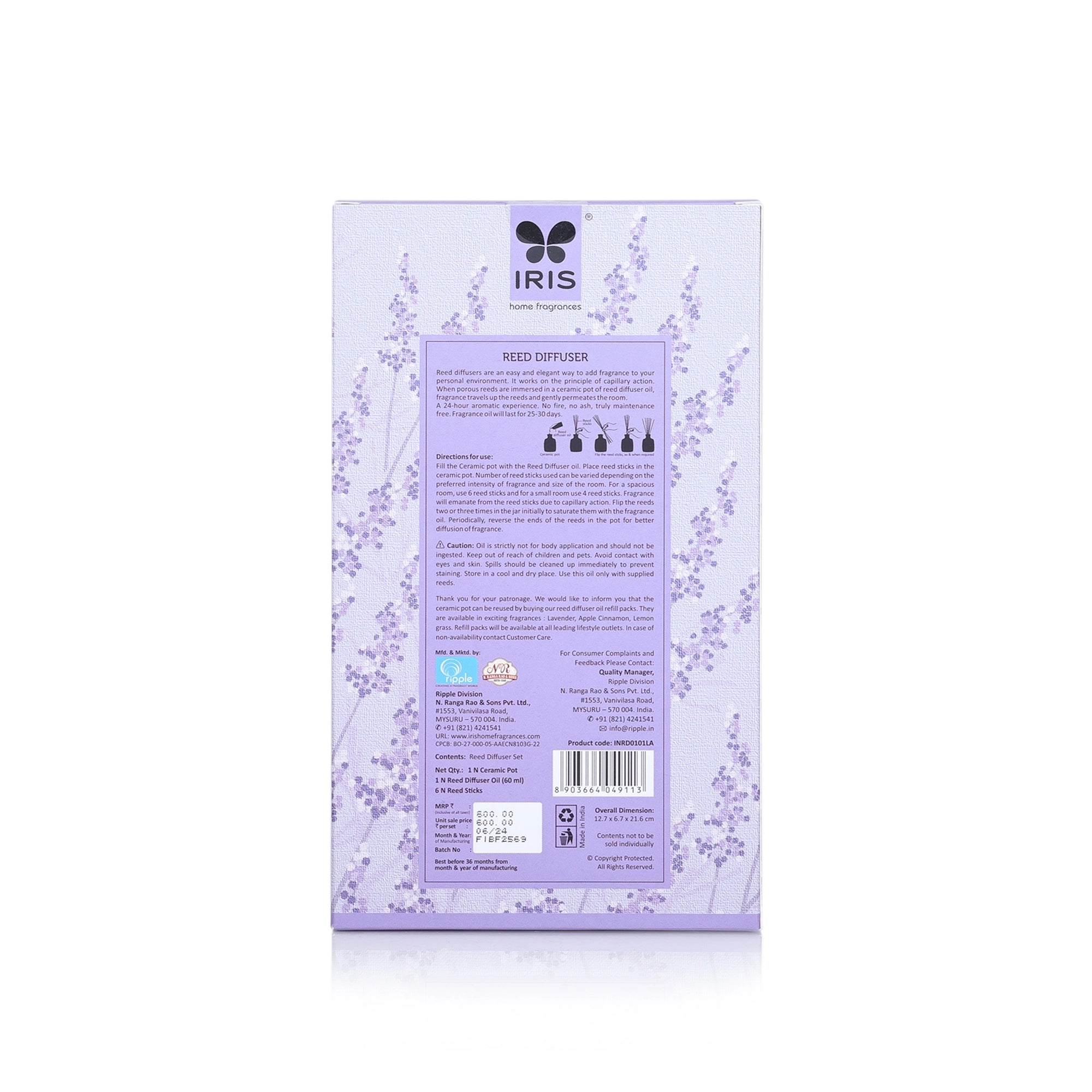 IRIS Lavender Reed Diffuser Set 101