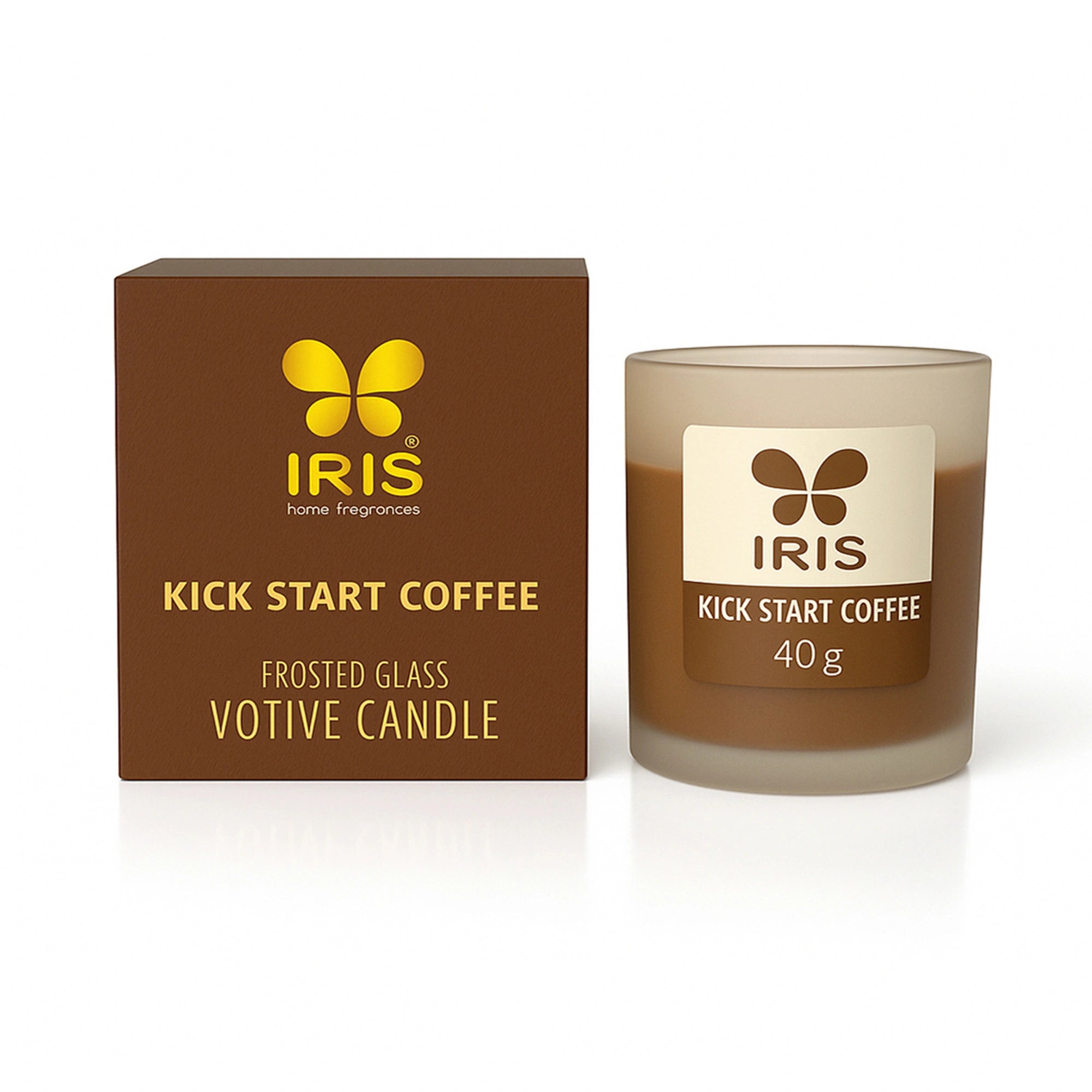 IRIS Kickstart Coffee Frosted Shot glass scented candle