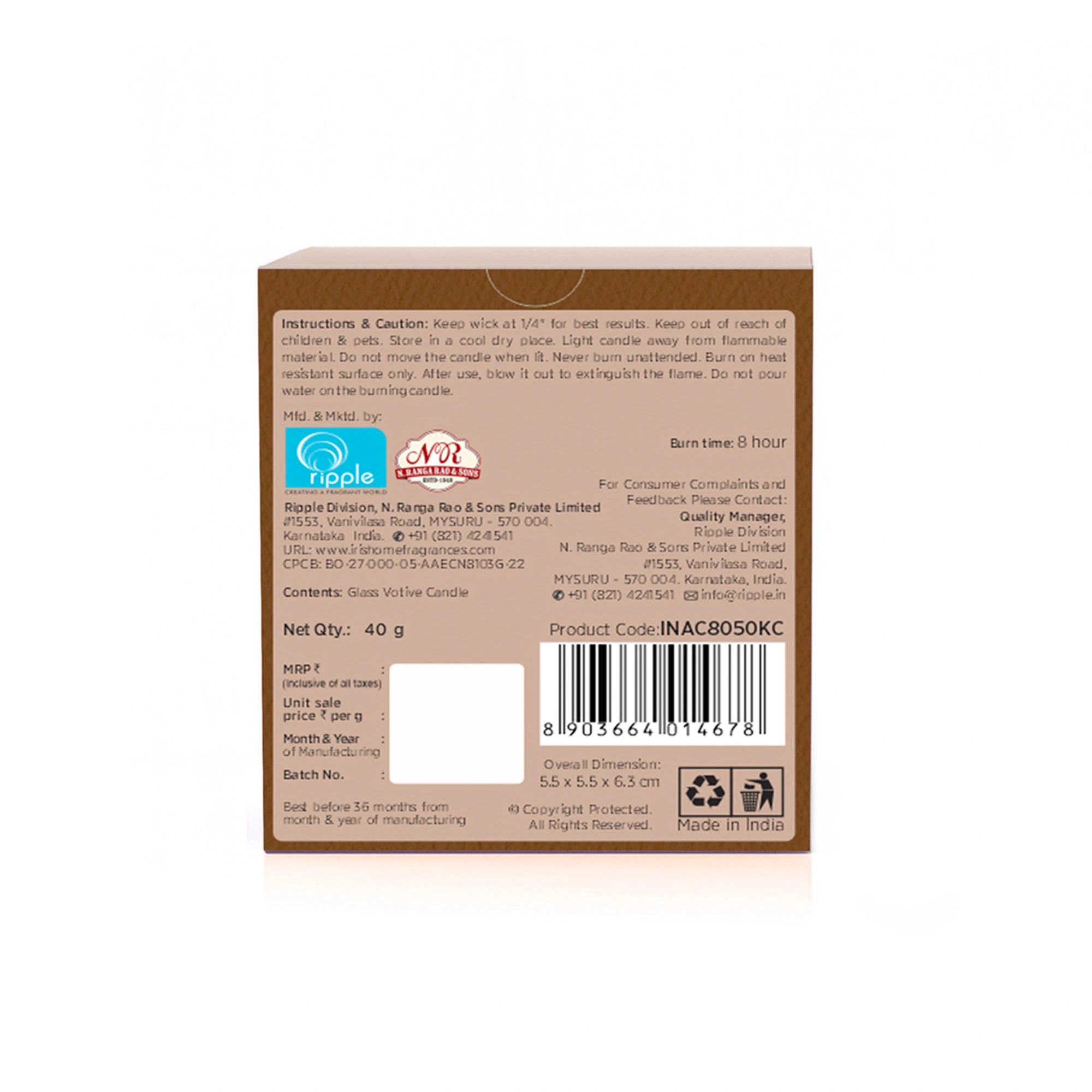 IRIS Kickstart Coffee Frosted Shot glass scented candle