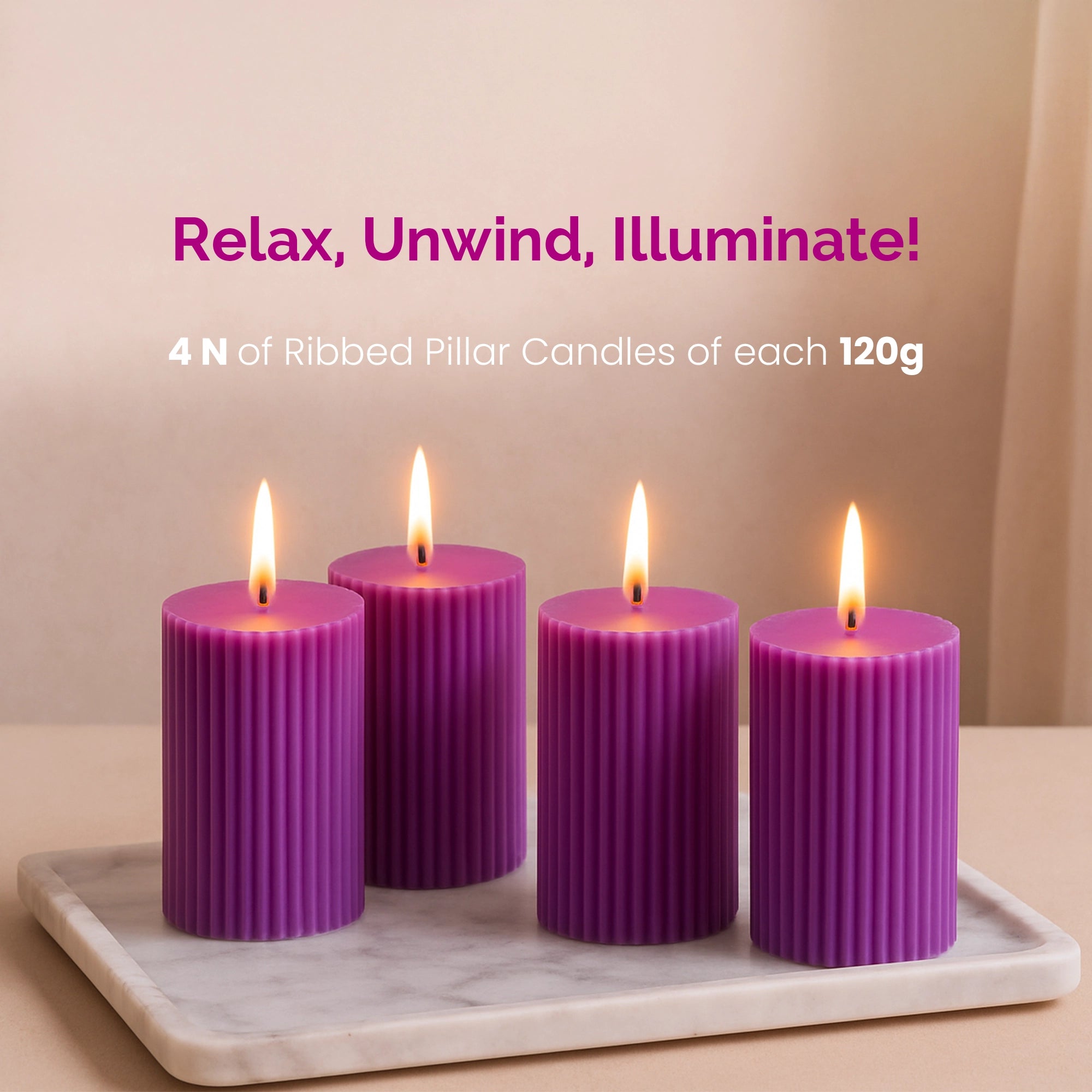 IRIS Lavender Fragranced Pillar Candles Pack of 4