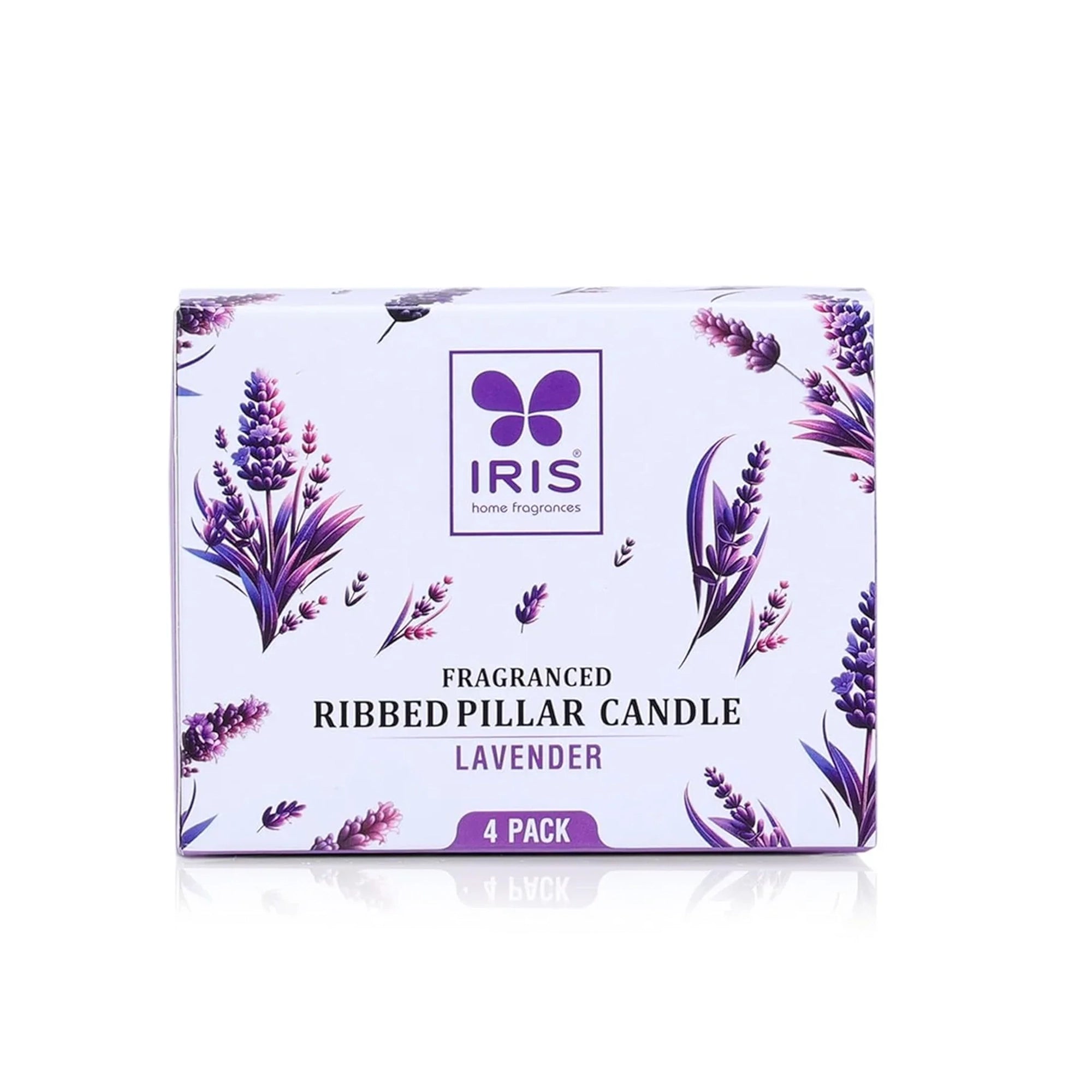 IRIS Lavender Fragranced Pillar Candles Pack of 4