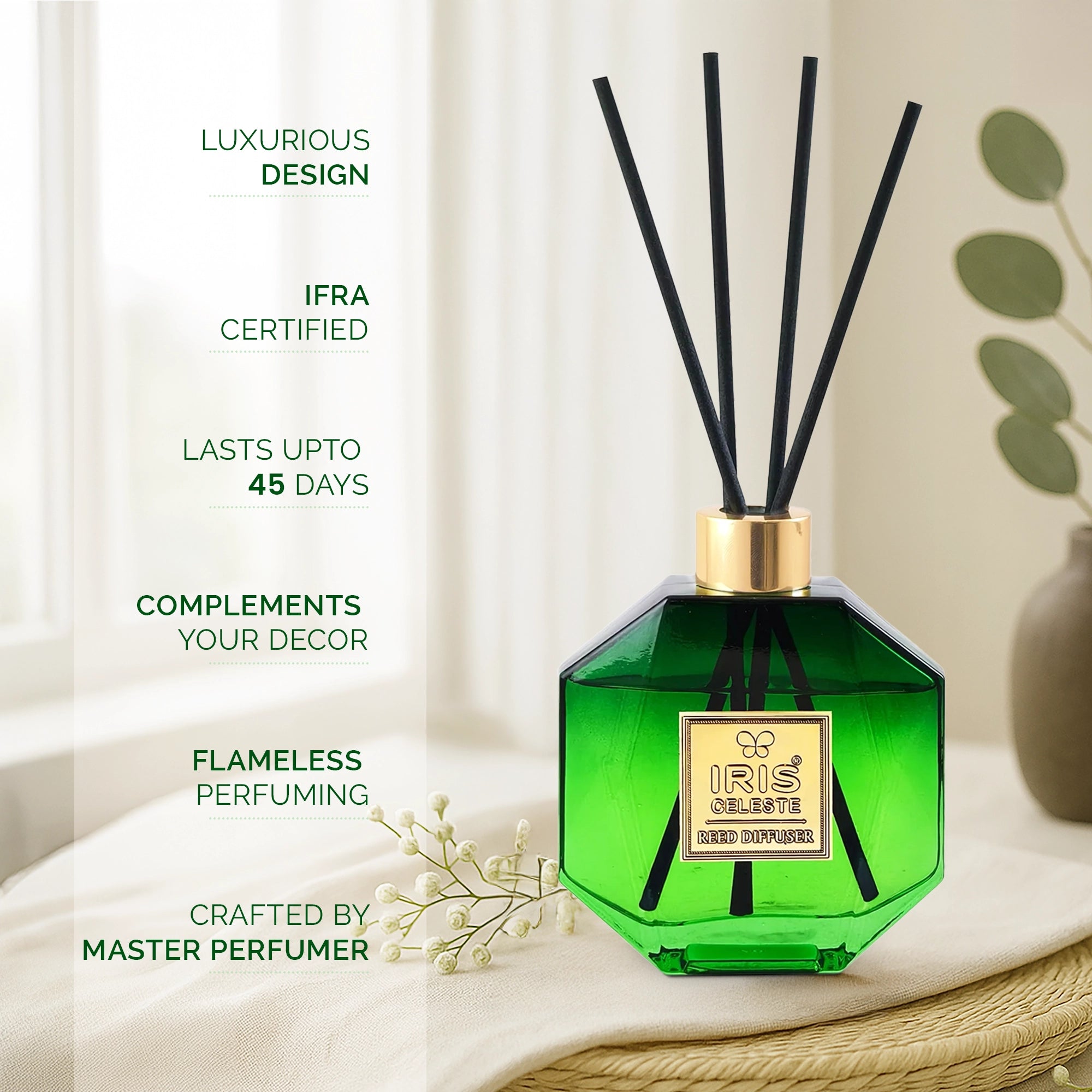 IRIS Celeste Lemon grass & Ginger Reed Diffuser Set