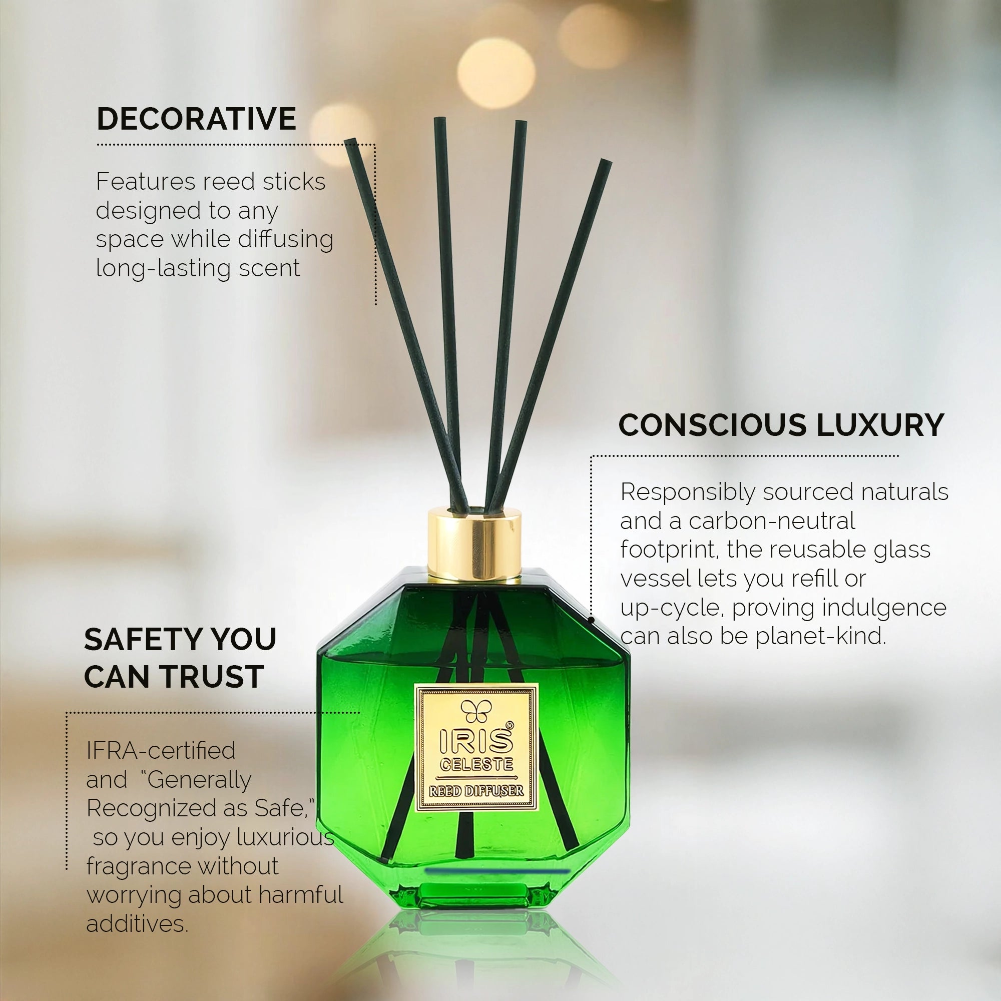 IRIS Celeste Lemon grass & Ginger Reed Diffuser Set