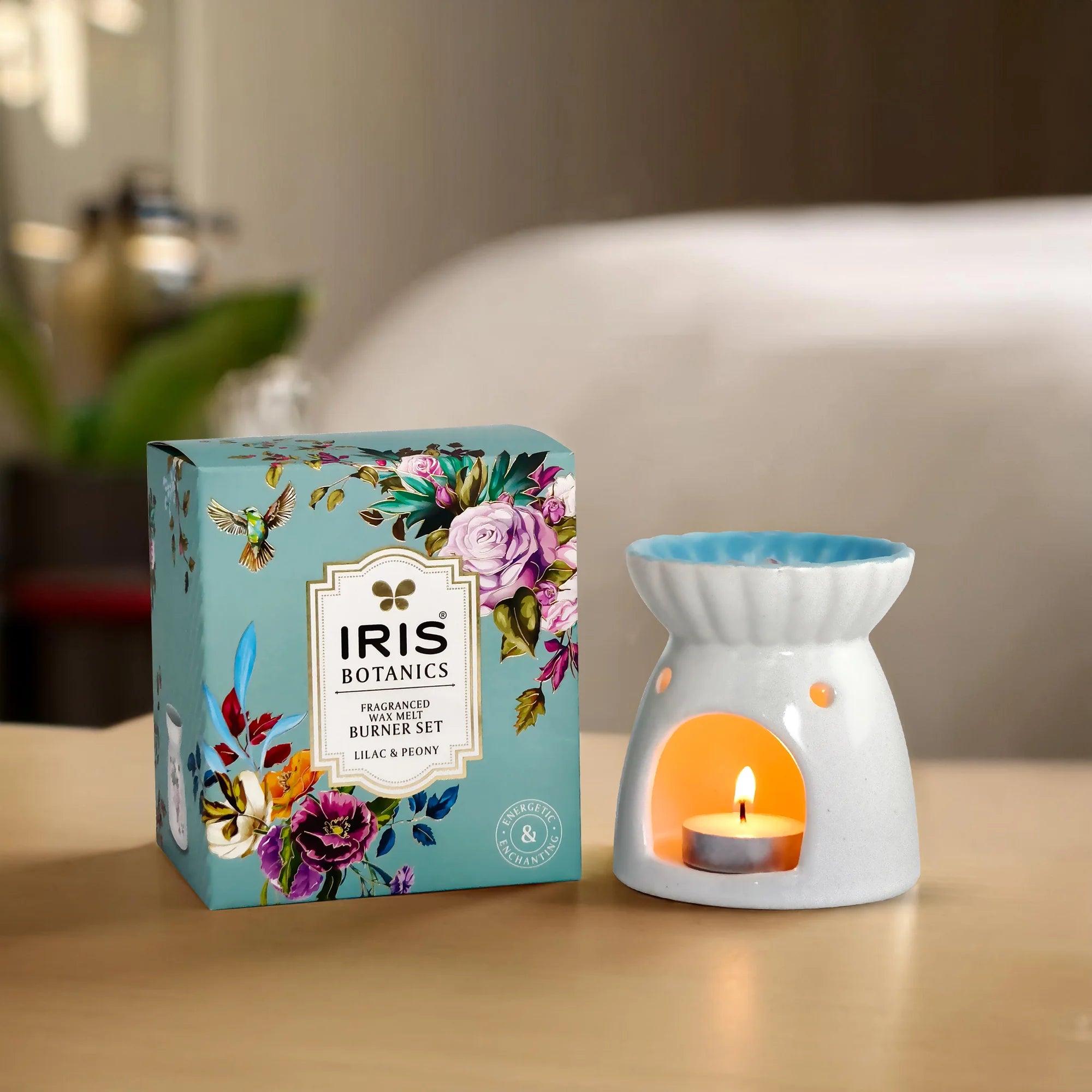 IRIS Botanics Fragranced Wax Melt Burner Set - Lilac & Peony