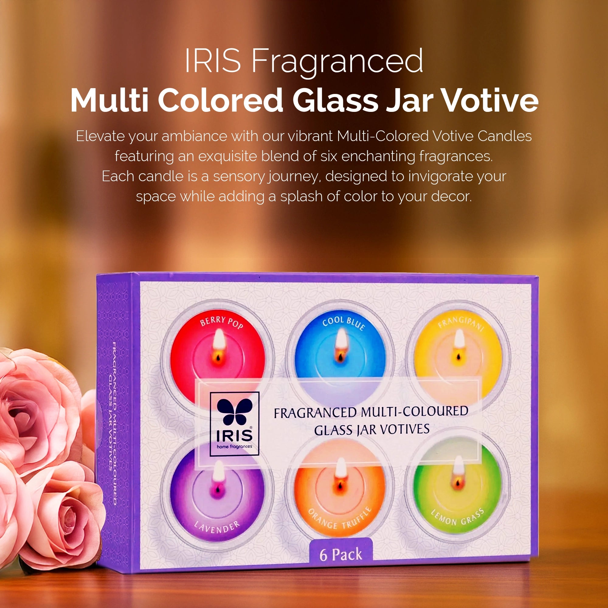 IRIS Fragranced Multi Colored Glass Jar Votive
