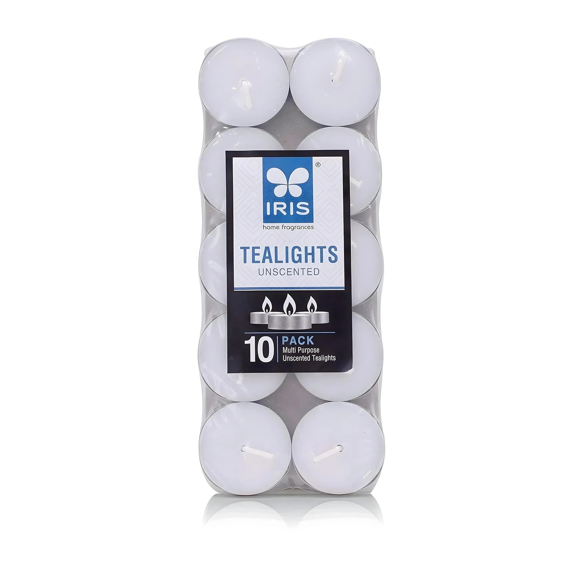IRIS Pack of 10 Unscented Tea lights