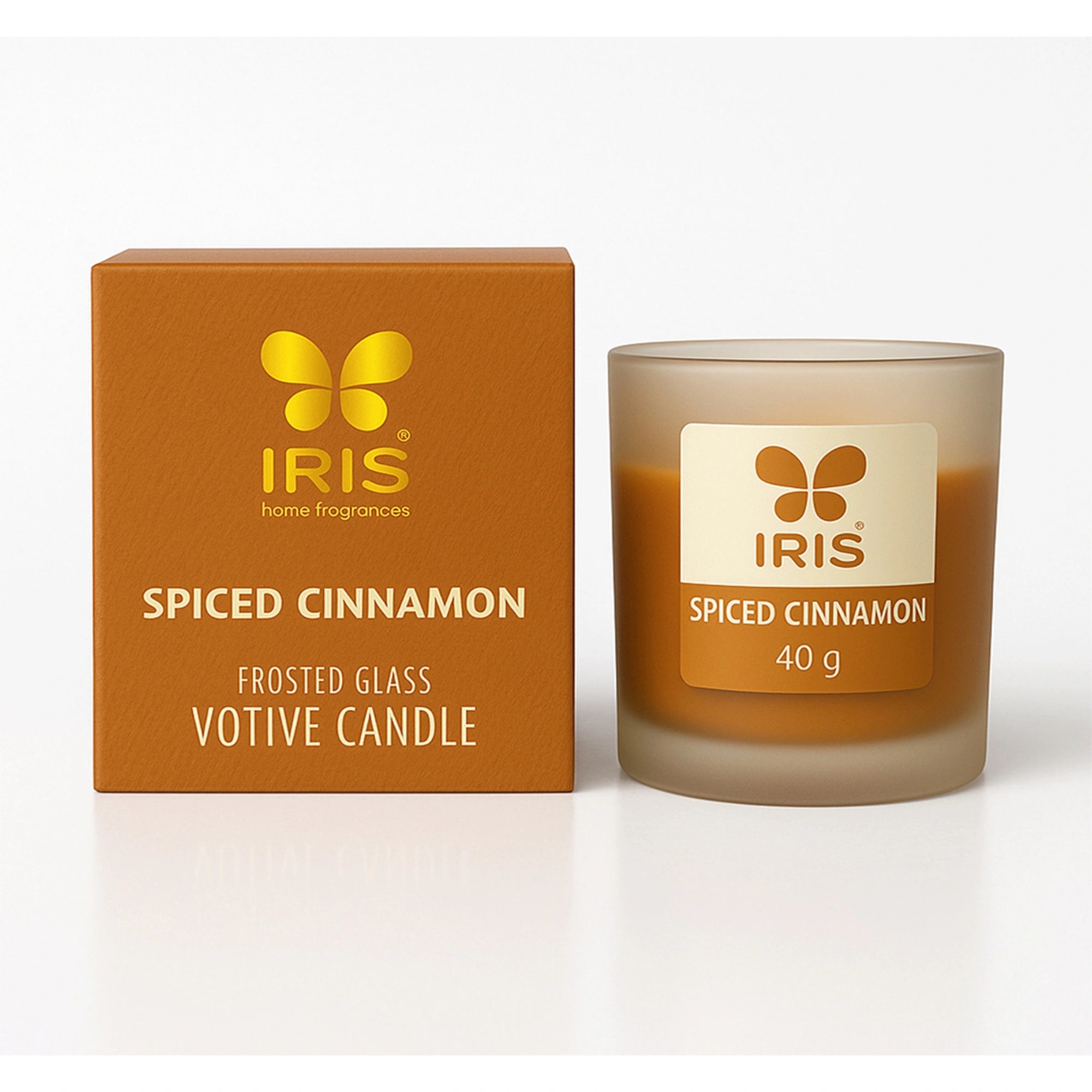 IRIS Spiced Cinnamon Frosted Shot glass scented candle