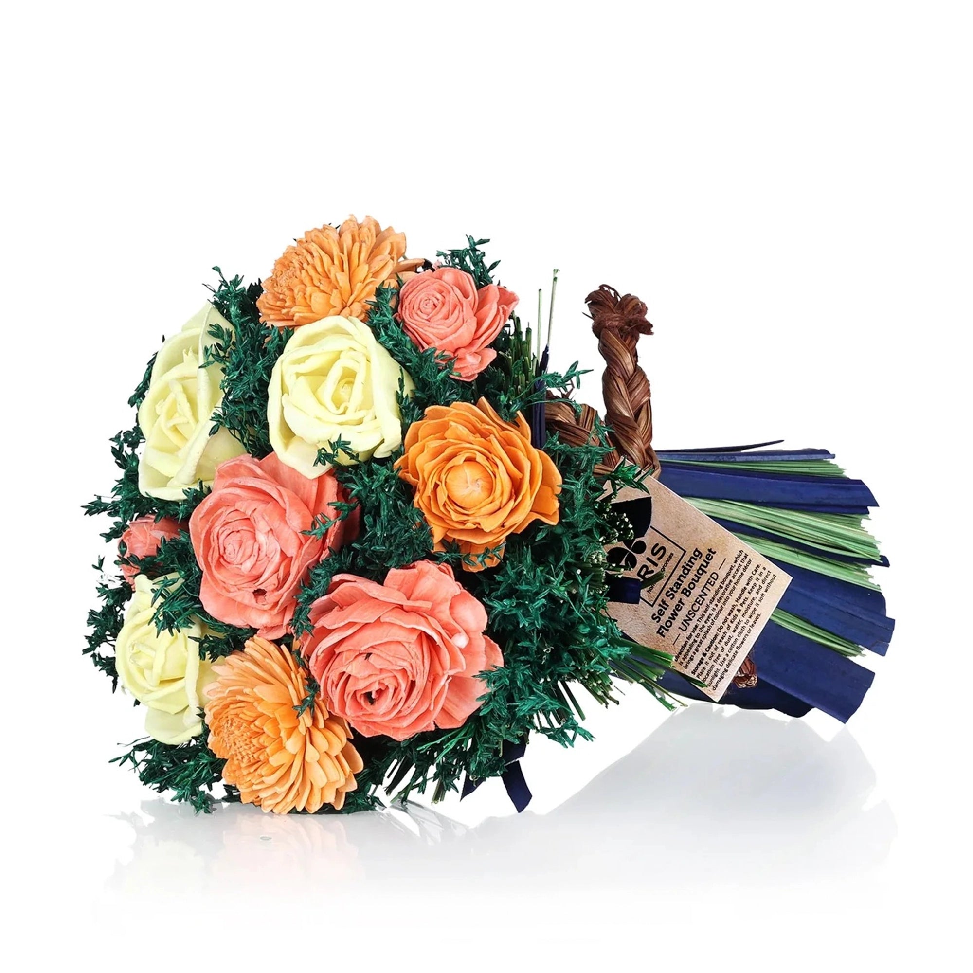 Self Standing Flower Bouquet- Yellow and Peach - Unscented