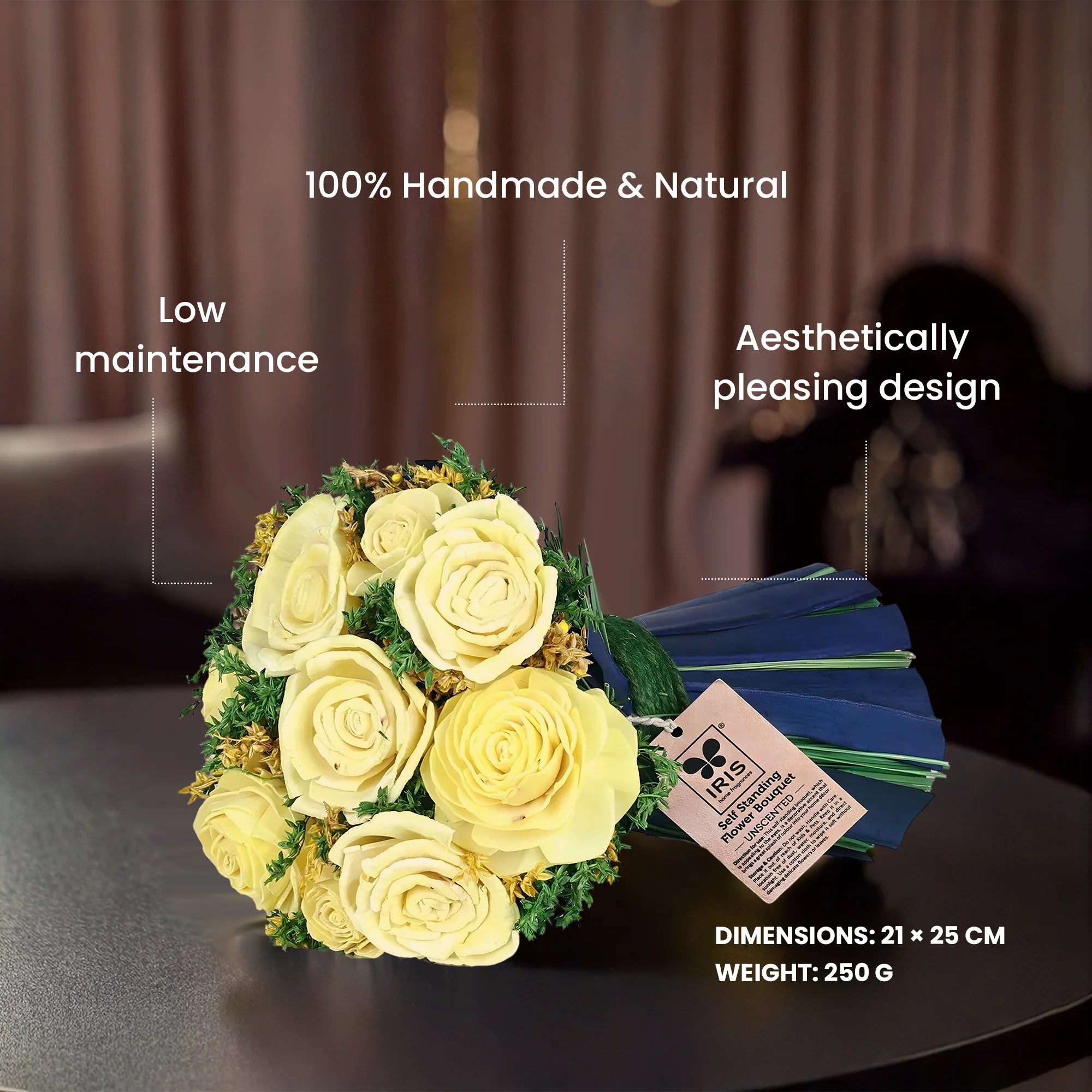 Self Standing Flower Bouquet- Yellow - Unscented