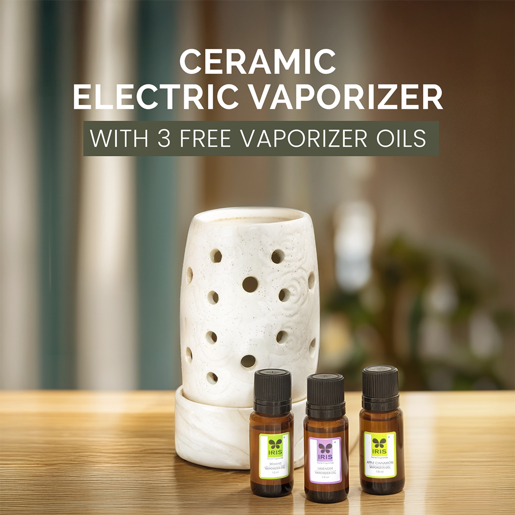 IRIS Ceramic Electric Vaporizer with 3 Free Vaporizer Oils
