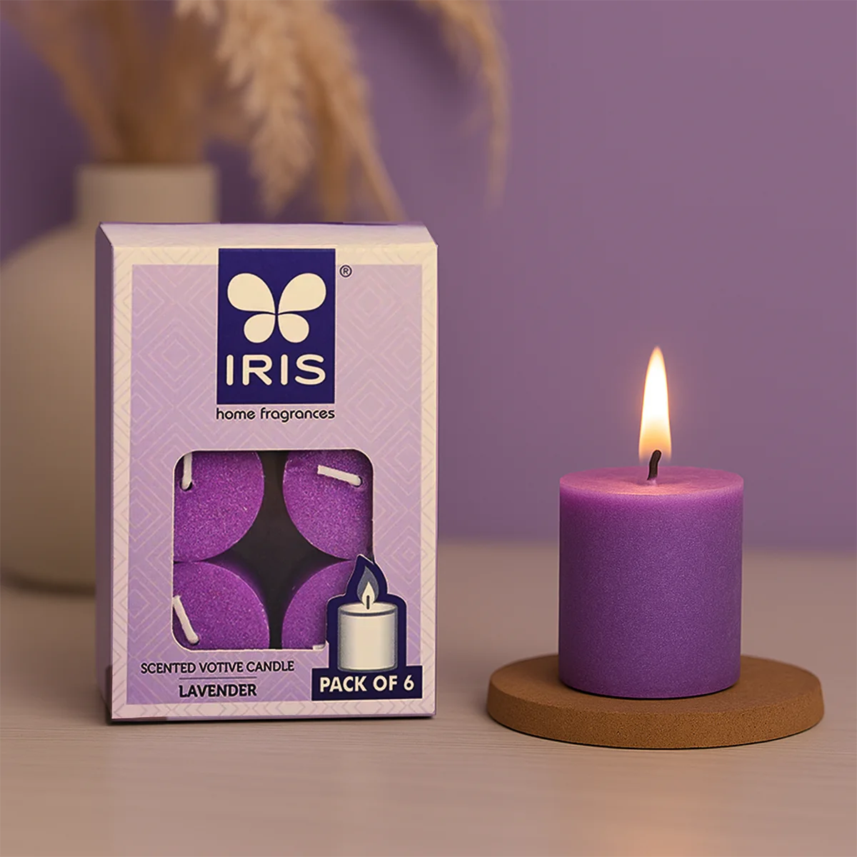 IRIS Lavender Votive Candles | Pack of 6