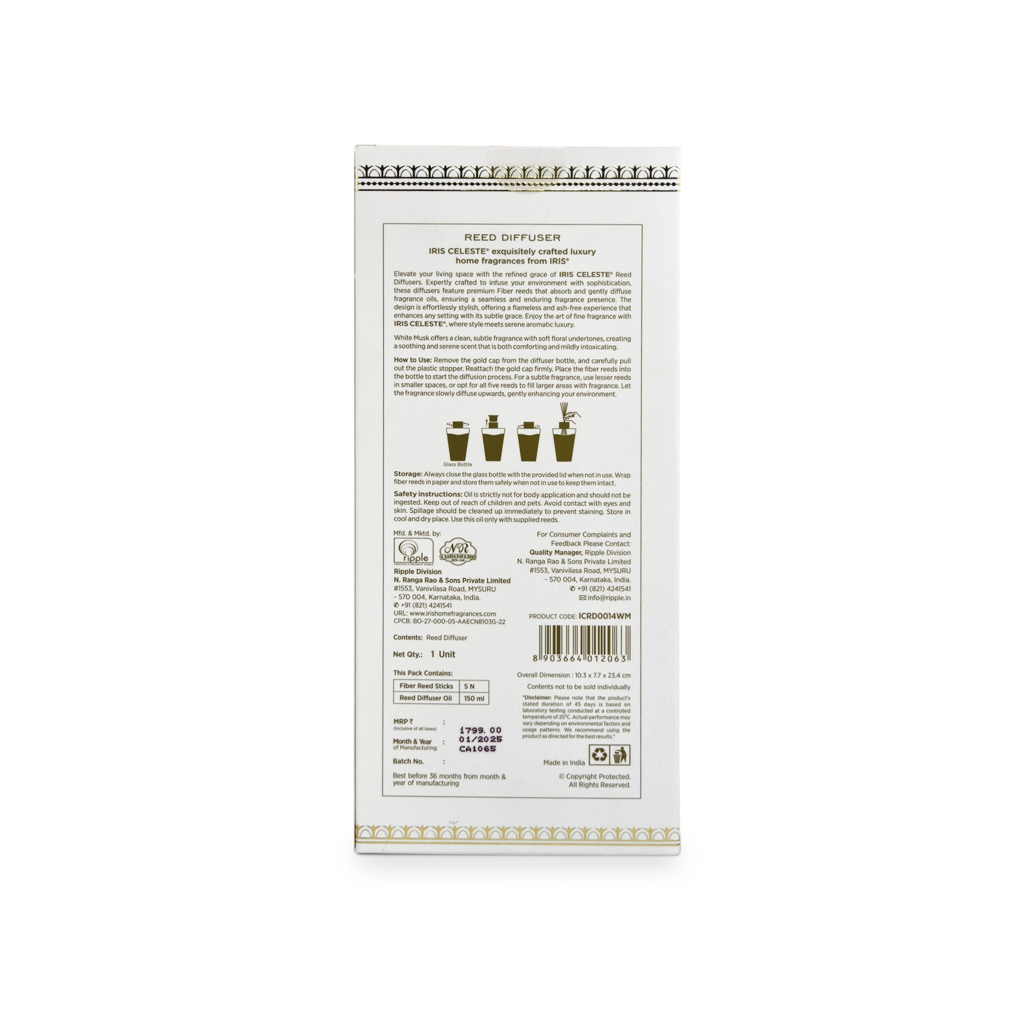 IRIS Celeste White Musk Reed Diffuser Set
