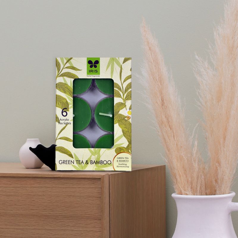 IRIS Pack of 6 Green Tea and Bamboo Tealights