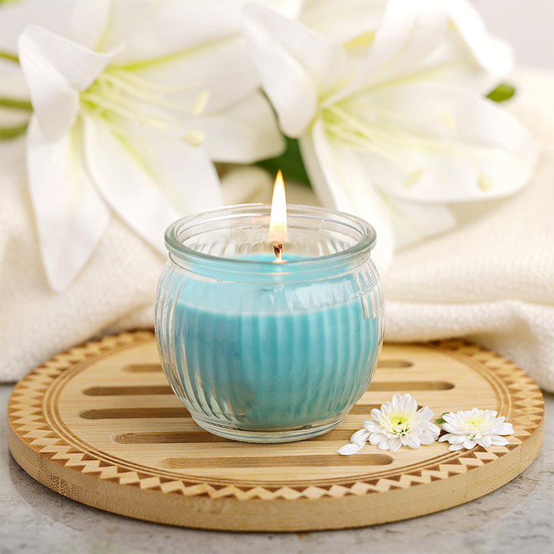 Ribbed Jar candle - Cool Blue
