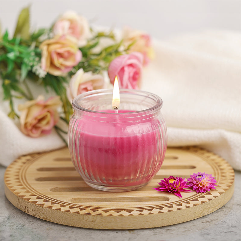 Ribbed Jar candle - Damask Rose