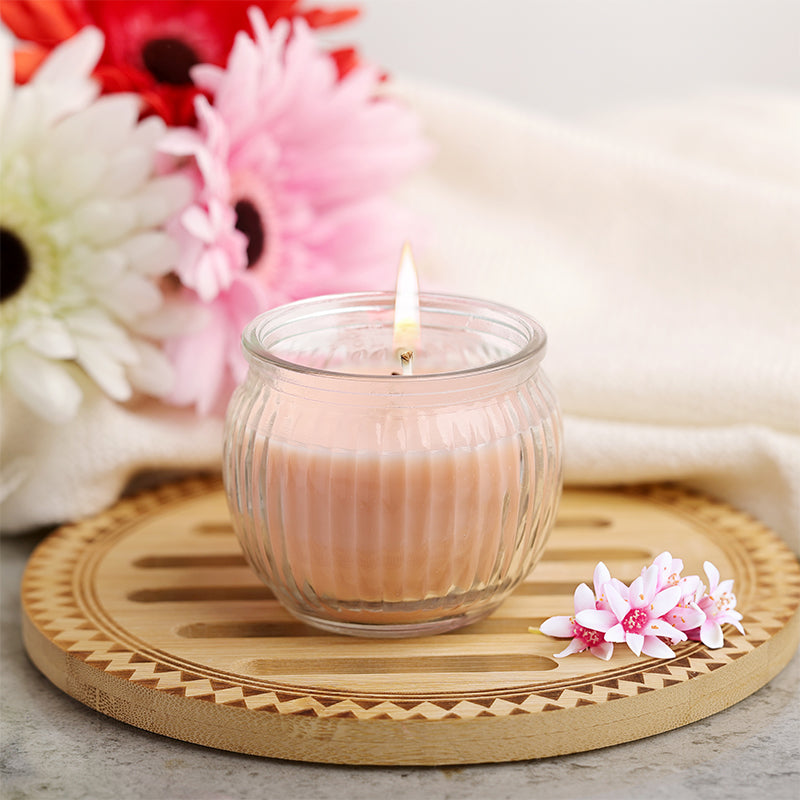 Ribbed Jar candle - Peach Pomogranite